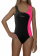 Girl swimsuit young BW690 black-pink neon front