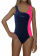 Girl swimsuit young BW690 blue-pink neon front