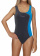 Girl swimsuit young BW690 grau-blue front