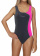 Girl swimsuit young BW690 grau-pink front