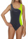 Girl swimsuit young BW690 grau-seledyn front